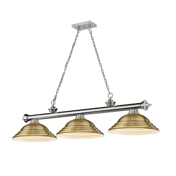 Z-Lite Cordon 3 Light Billiard, Brushed Nickel & Rubbed Brass 2306-3BN-SRB - main